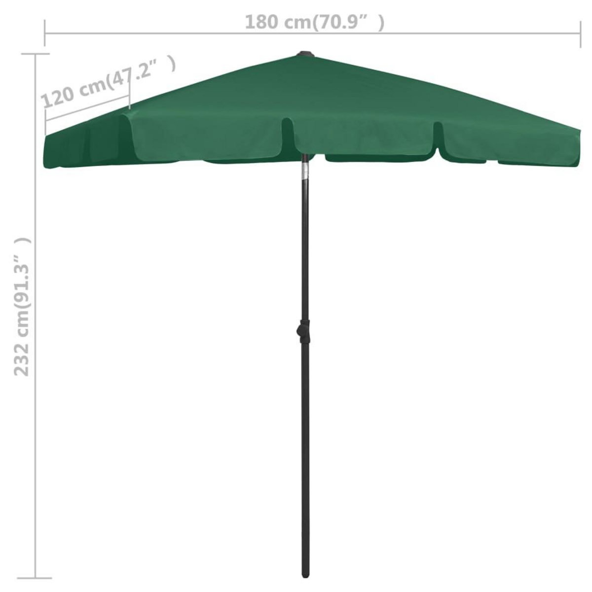 VIDAXL Parasol de plage vert 180x120 cm