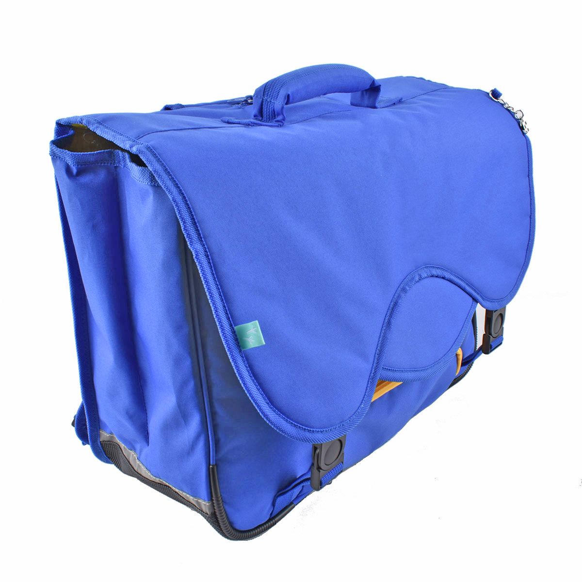 AUCHAN Cartable 41 cm CM1/CM2 bleu et jaune forme moderne