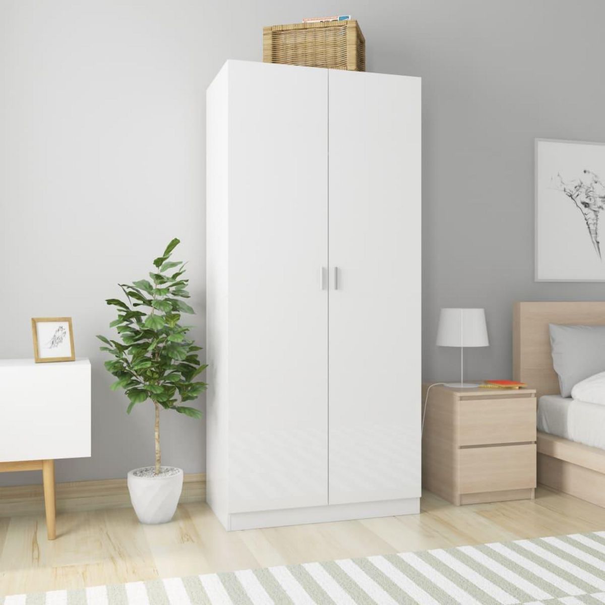VIDAXL Garde-robe Blanc brillant 90x52x200 cm Bois d'ingenierie