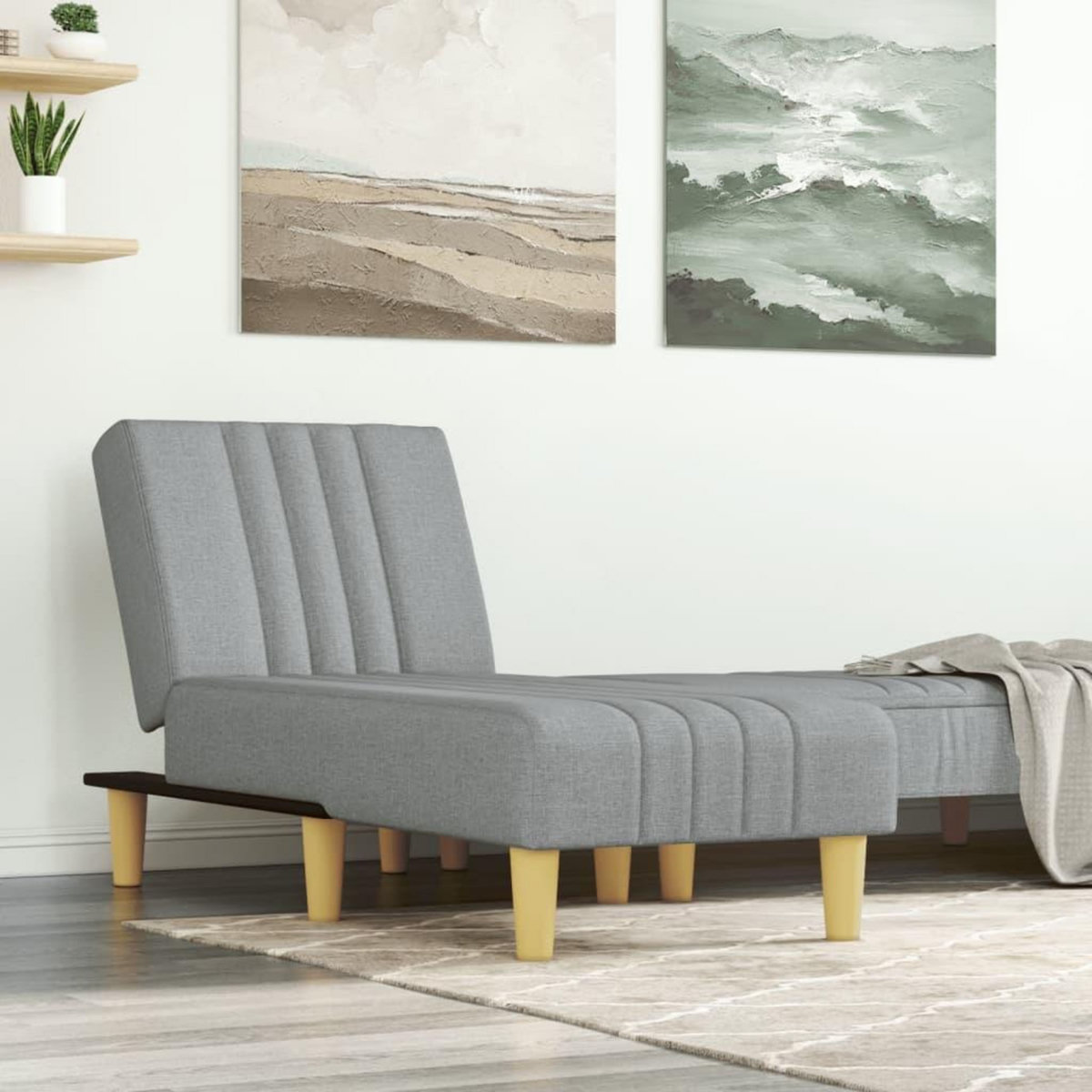 VIDAXL Chaise longue gris clair tissu