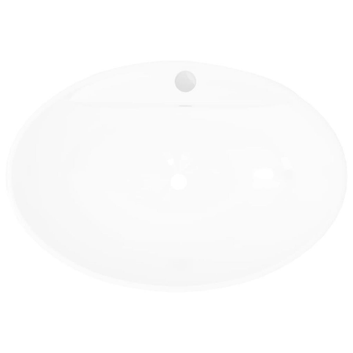 VIDAXL Lavabo ovale en ceramique avec trou de robinet