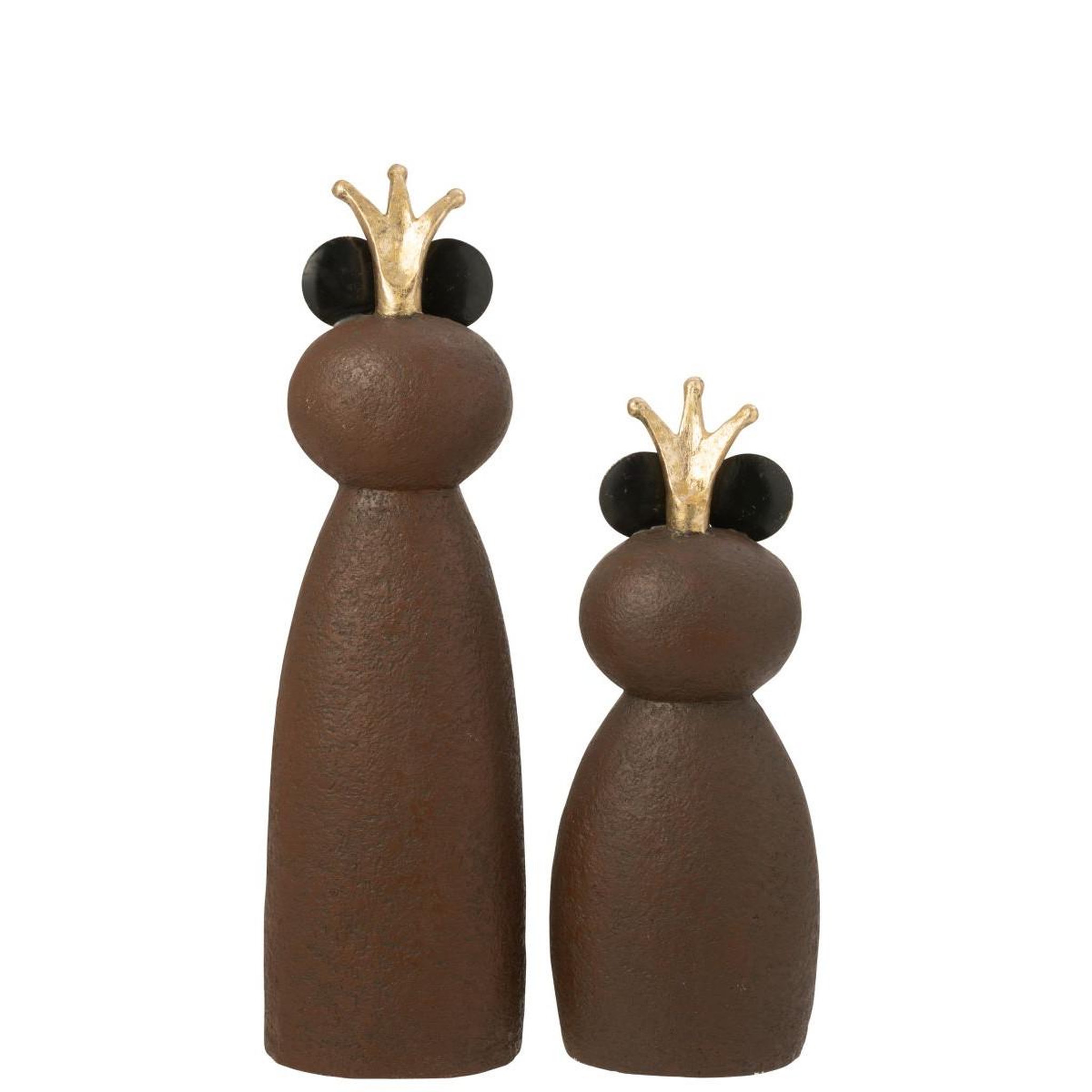 Voir la diapositive 4 : J-LINE Statue grenouille  couronne  78cm marron