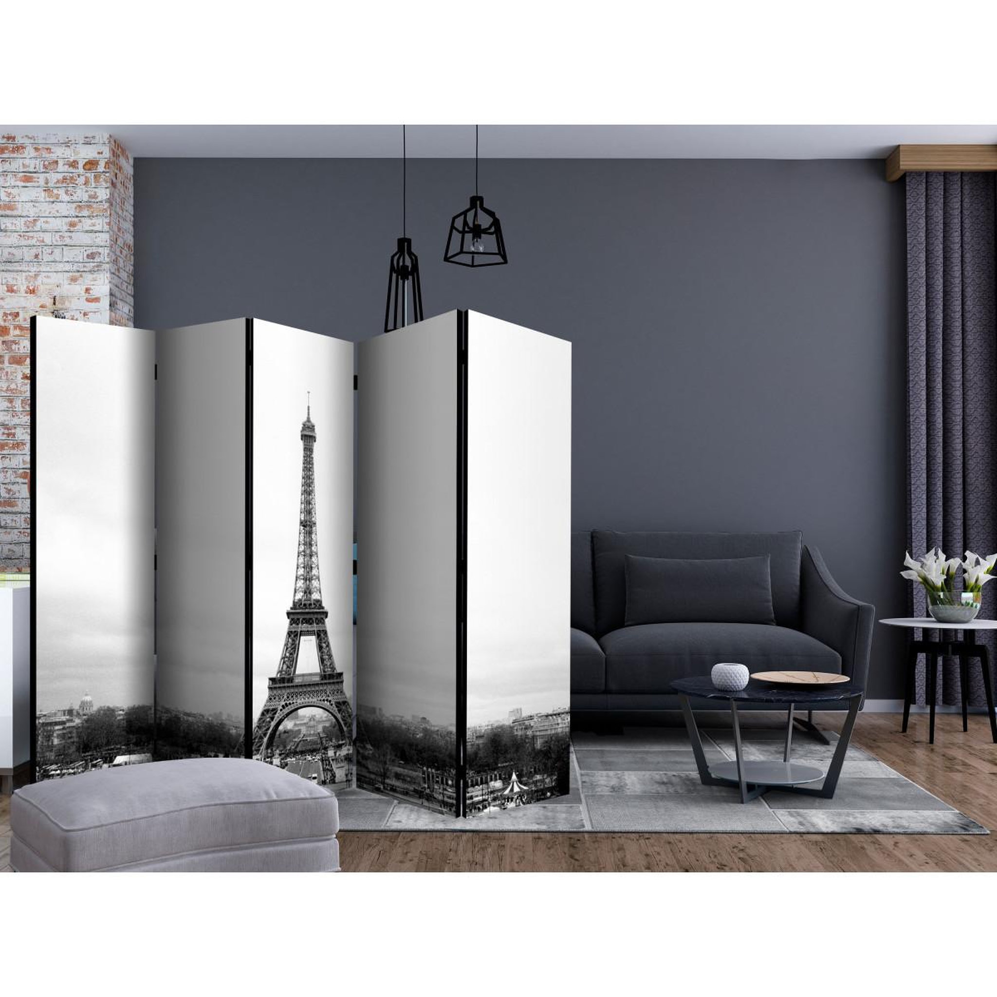 Voir la diapositive 2 : Paris Prix Paravent 5 volets  paris : black & white photography  172x225cm