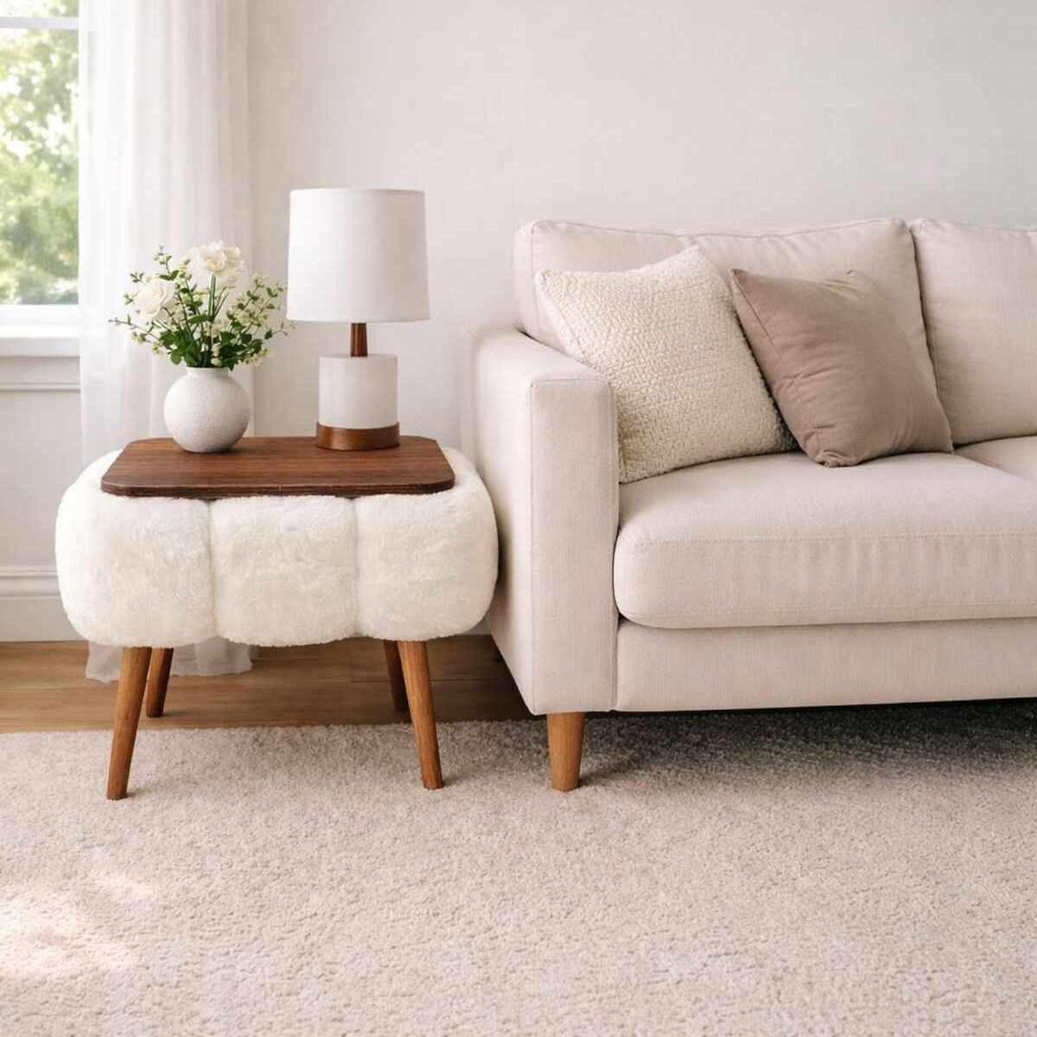 Habitat et Jardin Table d'appoint en bois  papatya 35x45  - 45 x 35 x 44 cm - blanc