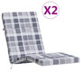 Voir la diapositive 2 : VIDAXL Coussins de chaise longue lot de 2 gris motif a carreaux