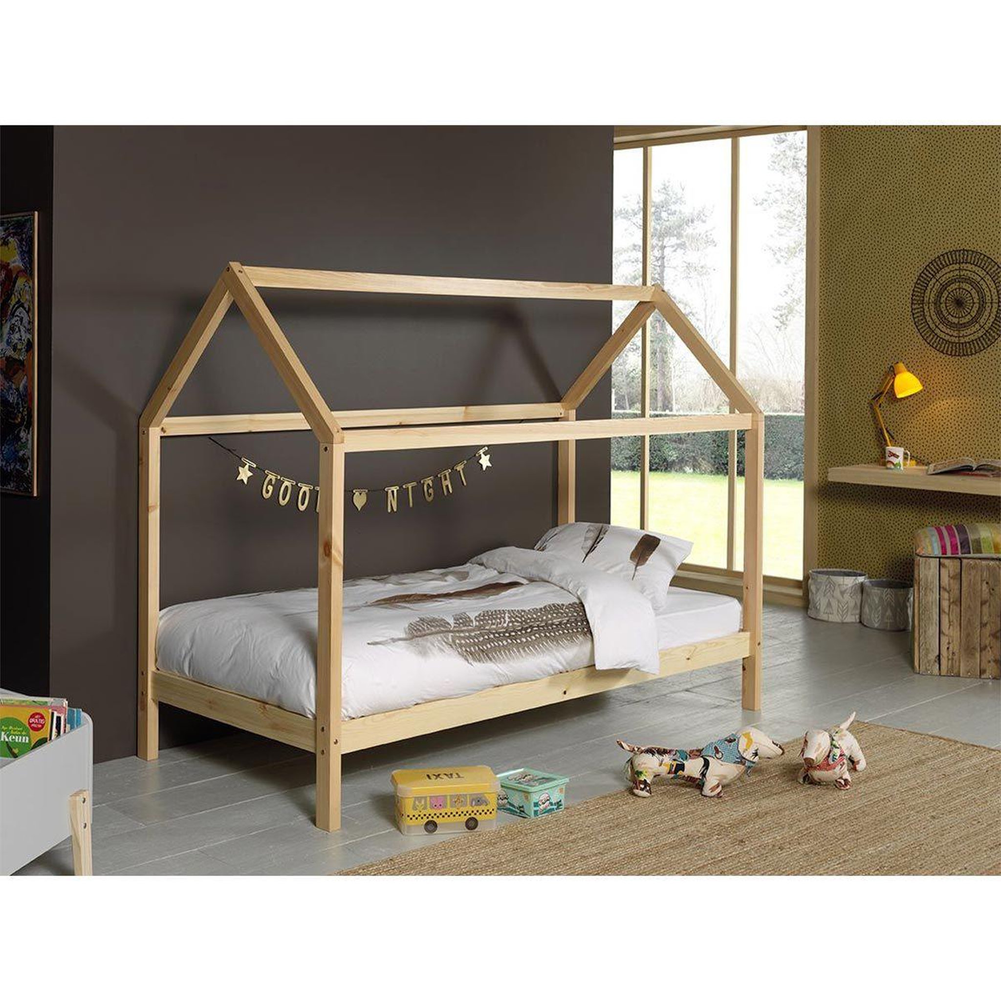 Voir la diapositive 5 : Paris Prix Pack - lit cabane enfant & matelas  dallas  90x200cm naturel