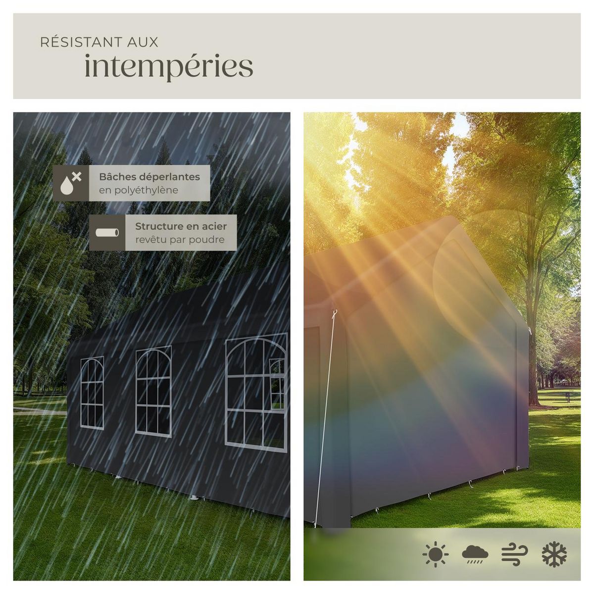 tectake Tonnelle 6 x 4 m gris