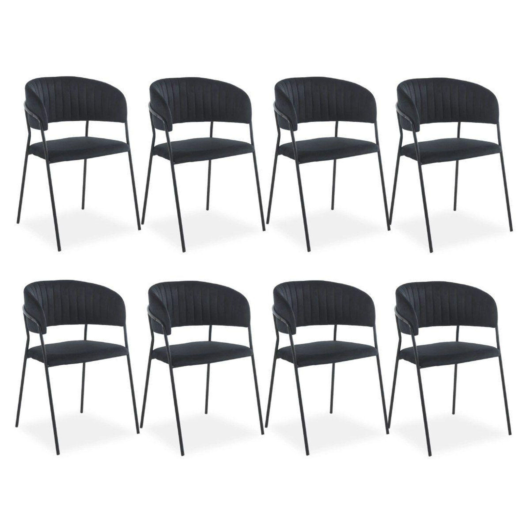 Paris Prix Lot de 8 chaises en velours  batora  79cm noir
