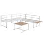 Voir la diapositive 6 : BEST MOBILIER Anoha – salon de jardin d'angle en acier blanc – 5 places - coussins beige et table incluse