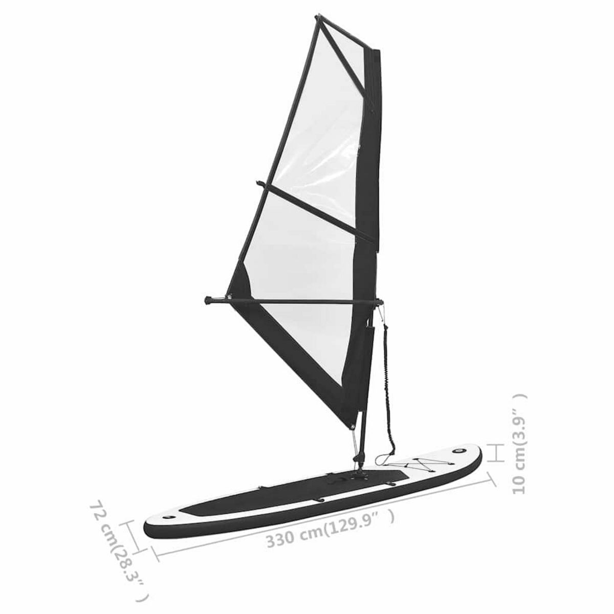 VIDAXL Ensemble de planche SUP gonflable avec voile Noir et blanc
