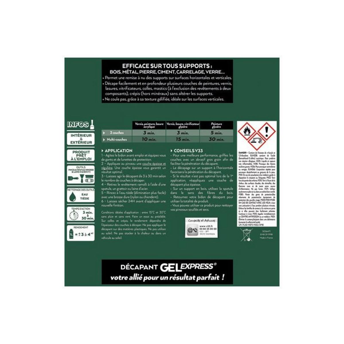 V33 DECAPANT GEL MULTI SUPPORTS 0.5L V33 - 008485