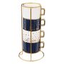 Voir la diapositive 1 : Paris Prix Lot de 4 Mugs sur Rack  Etoiles  17cl Blanc & Bleu