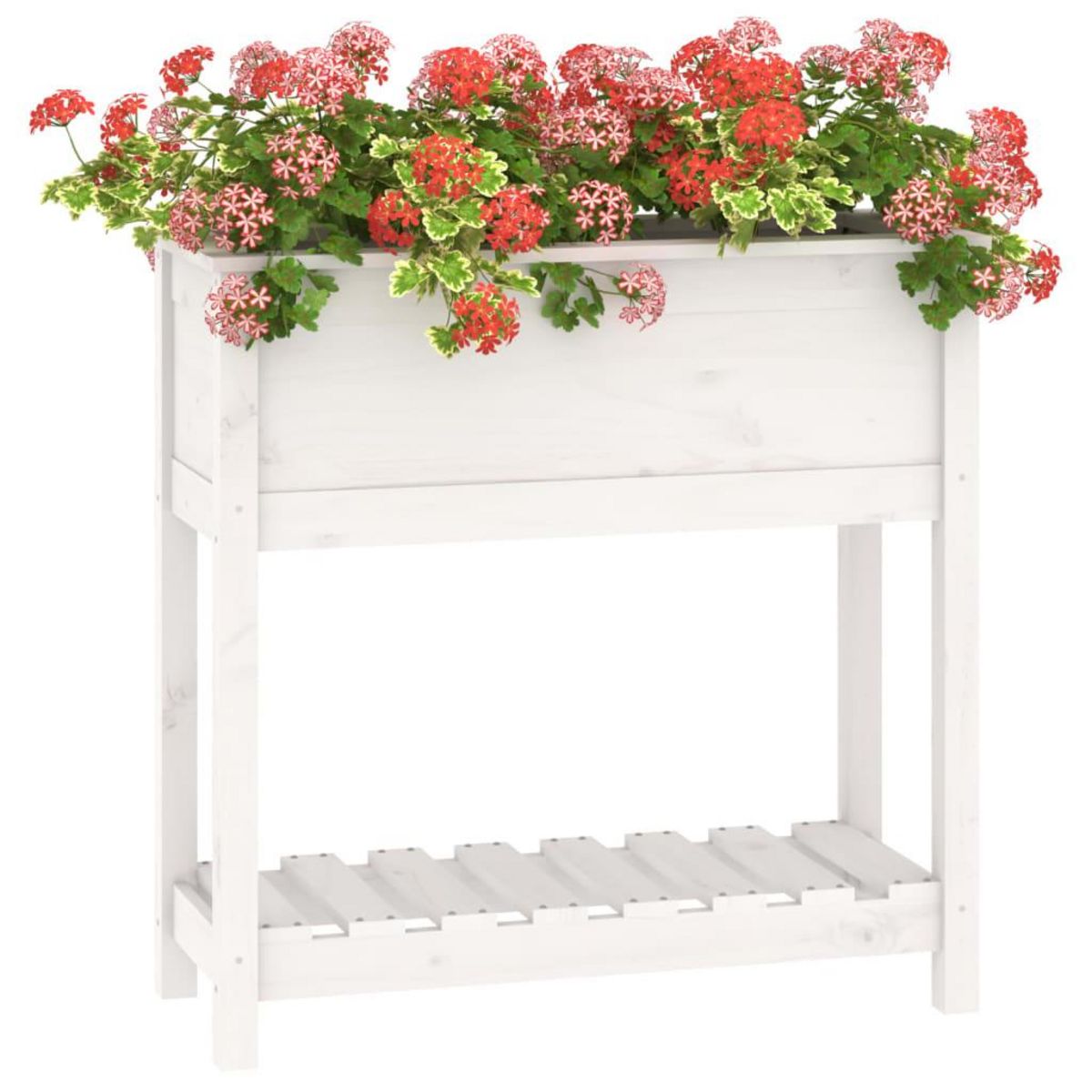 VIDAXL Jardiniere avec etagere Blanc 82,5x34,5x81cm Bois massif de pin