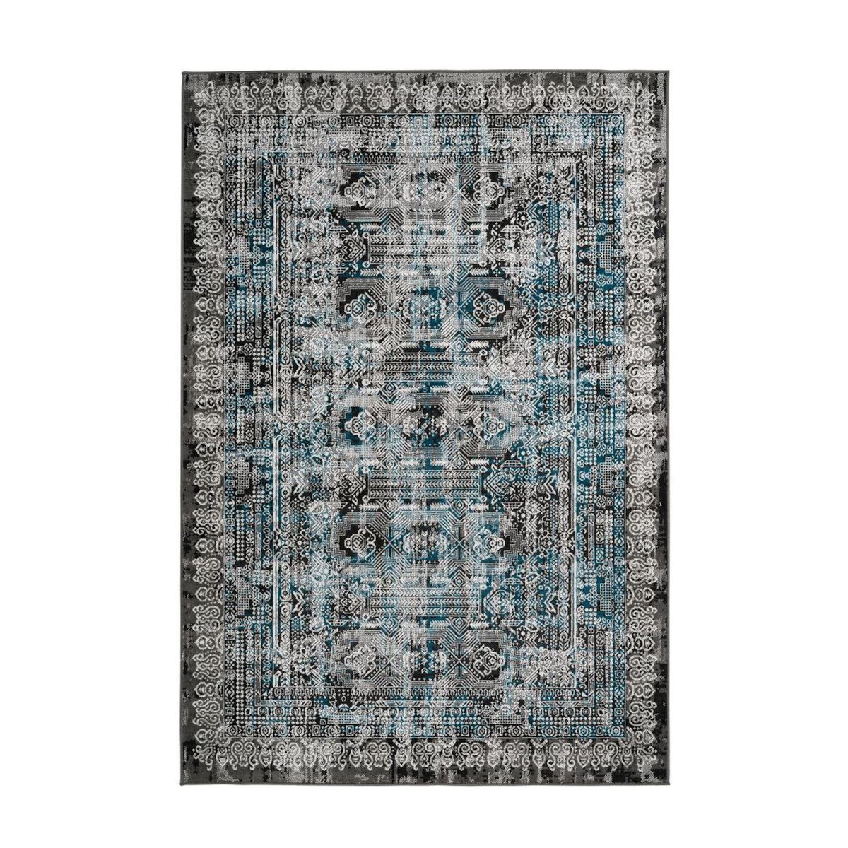 Paris Prix Tapis Imprimé Oriental à Poils Courts  Ariya  Bleu