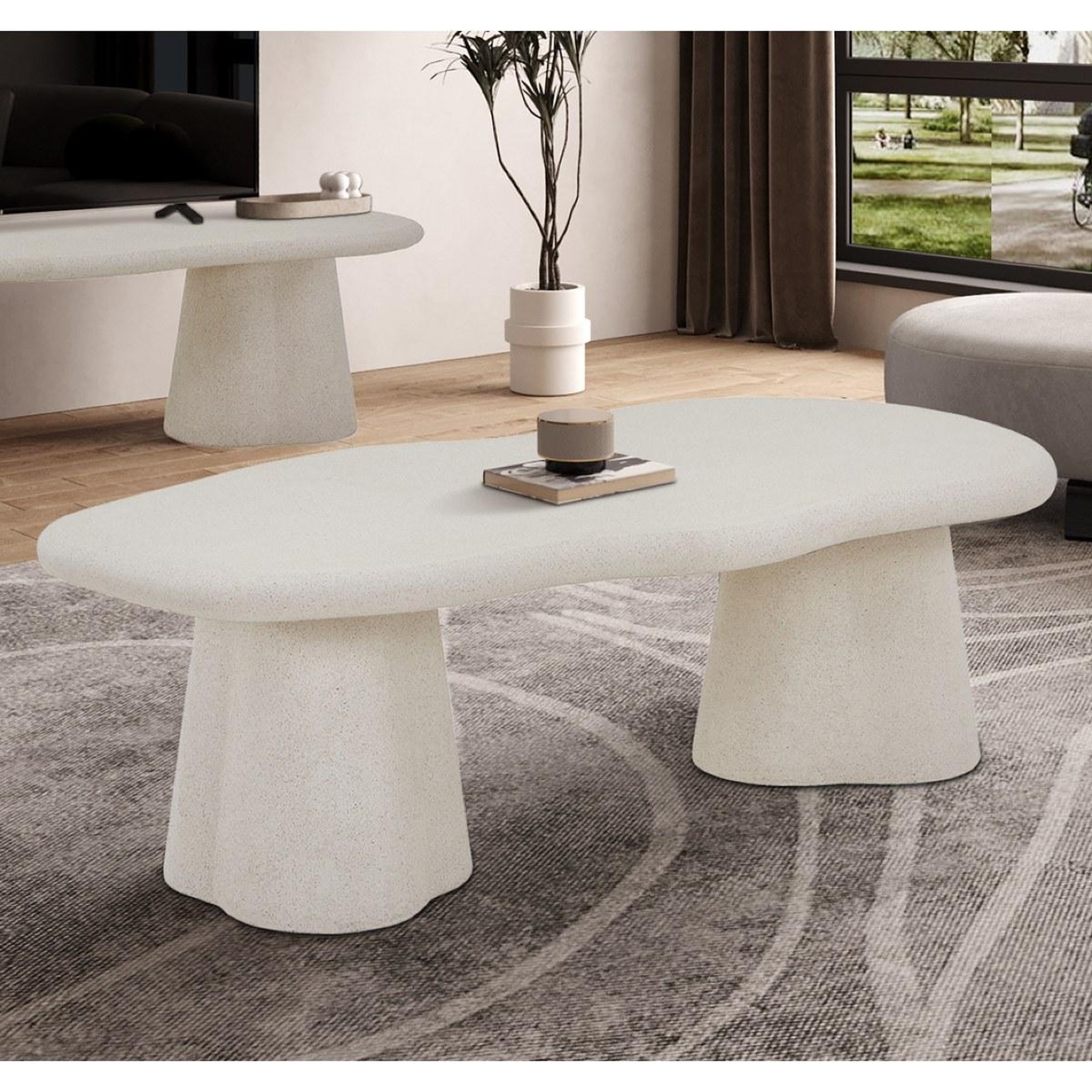 Voir la diapositive 3 : JLC KREATION Table basse organique en fibre de ciment 130cm orka