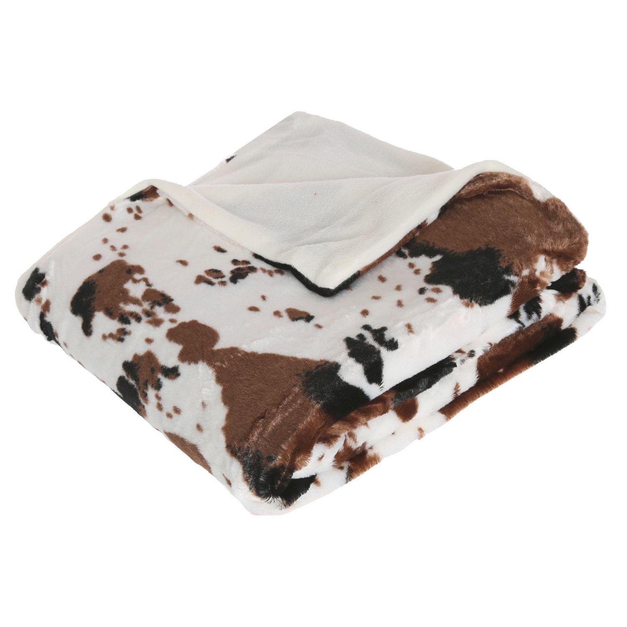 ATMOSPHERA Plaid vache - 130 x 160 cm - blanc et marron