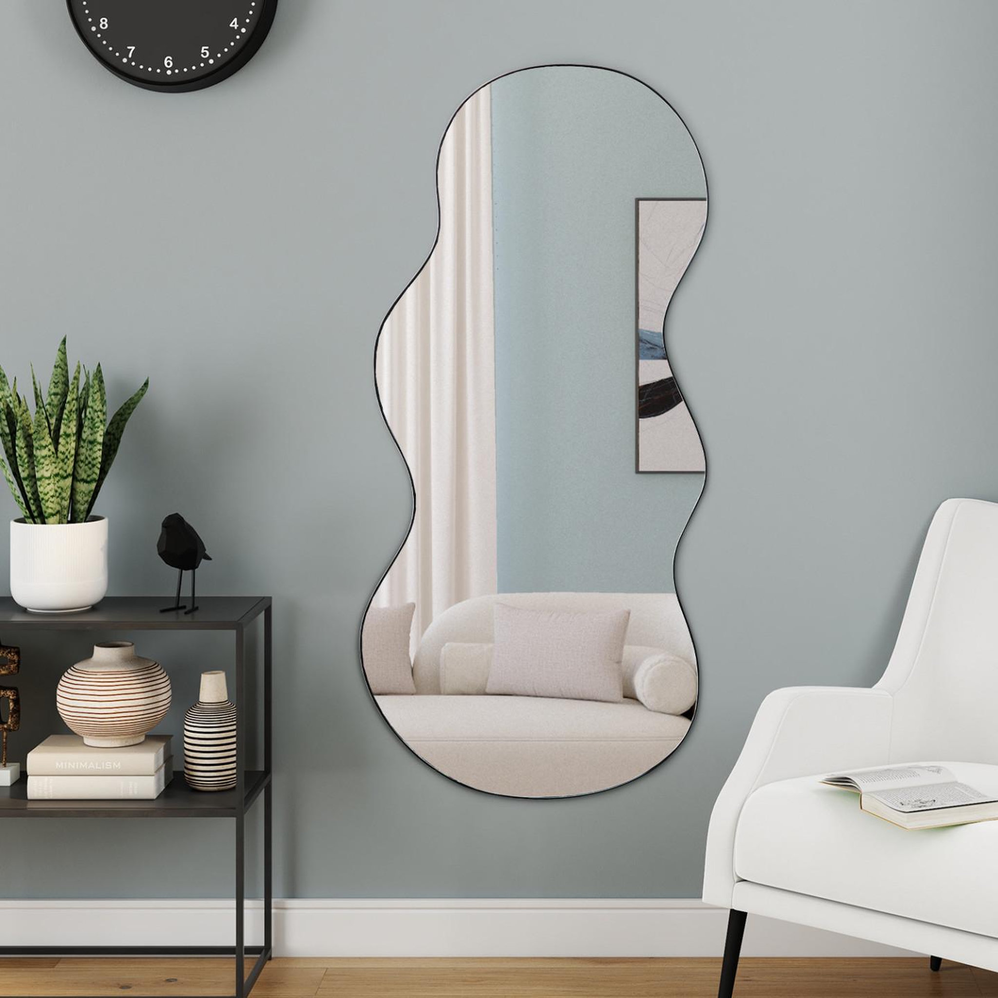 Voir la diapositive 2 : ID MARKET Miroir organique contour noir 45 x 100 cm
