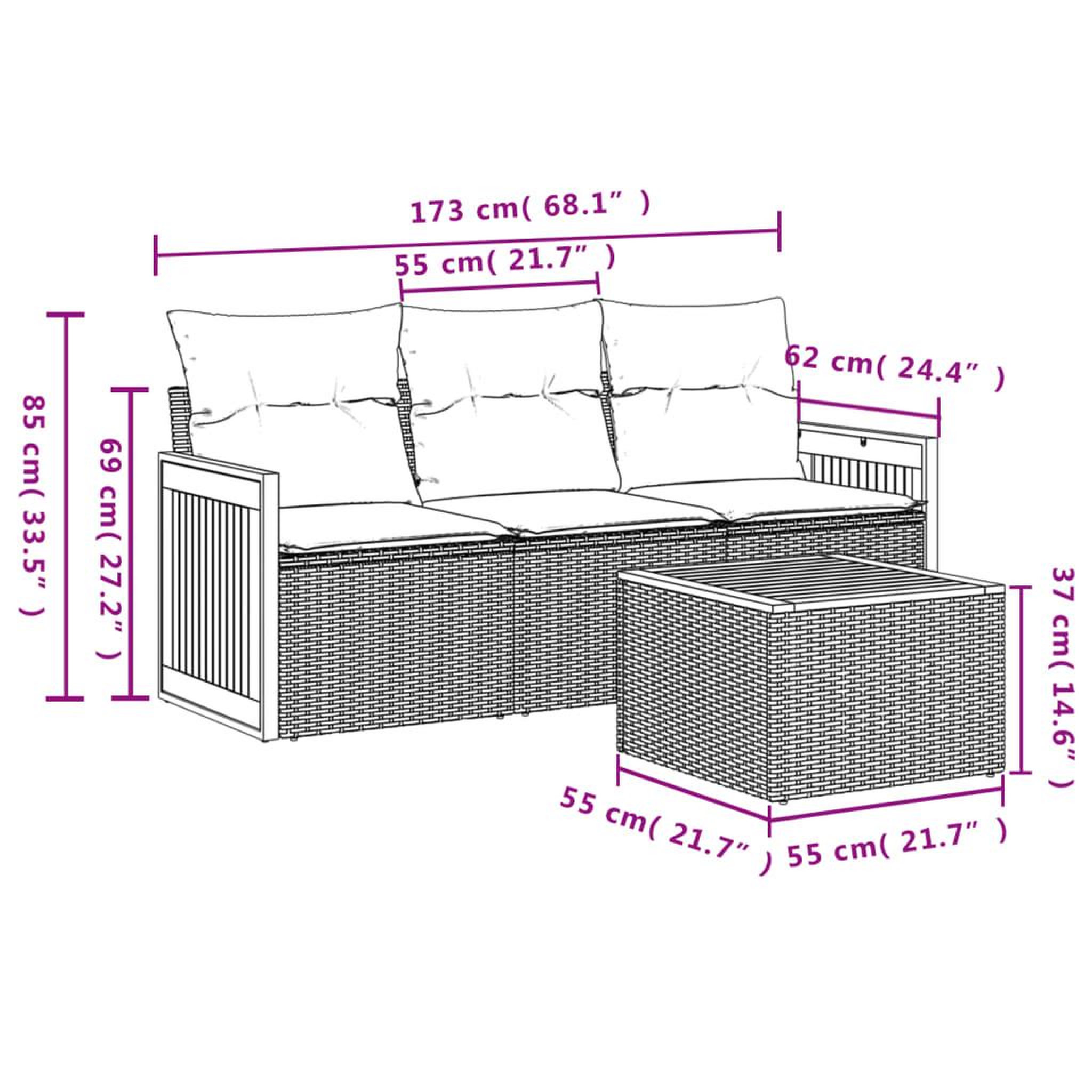 Voir la diapositive 3 : VIDAXL Salon de jardin 4 pcs avec coussins gris resine tressee