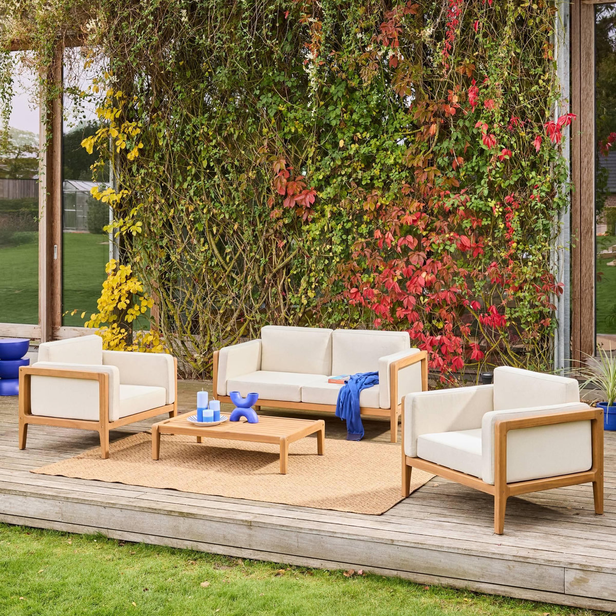 SWEEEK Salon de jardin bois d'acacia 4 places naturel - Oruni