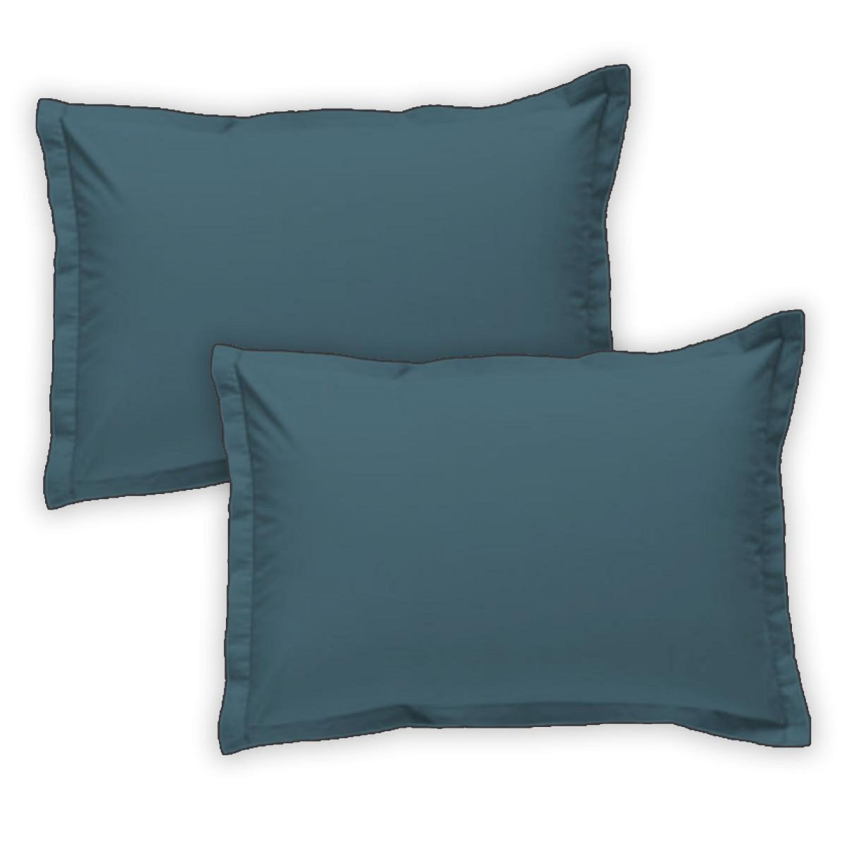 FUTURE HOME Lot de 2 taies d'oreiller unies en coton finition bourdon