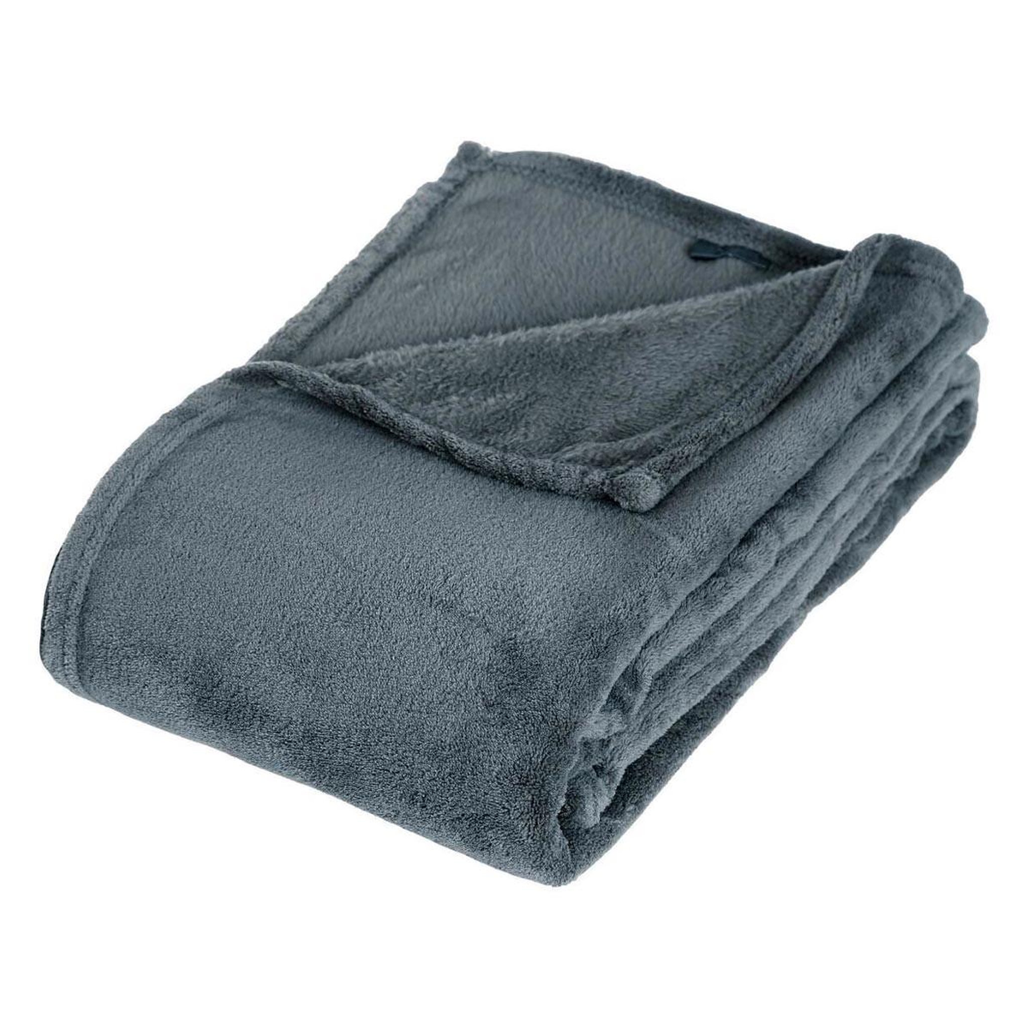 ATMOSPHERA Plaid polaire  microfibre  125x150cm bleu orage