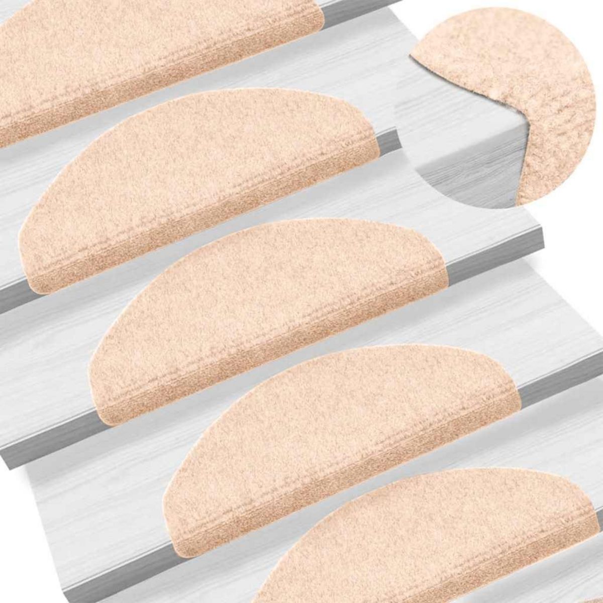 VIDAXL Tapis d'escalier autocollant 20 pcs creme 65x21x4 cm