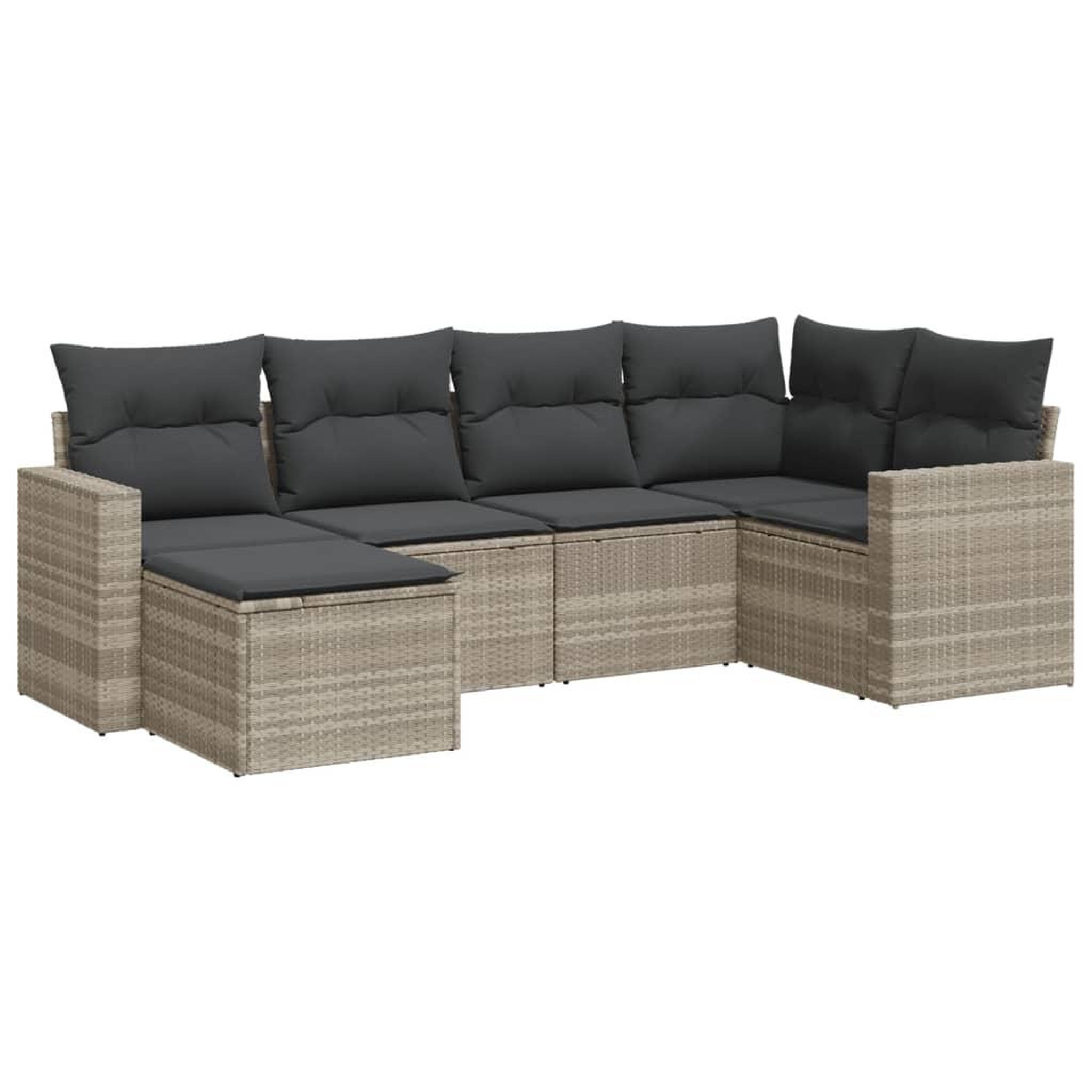Voir la diapositive 2 : VIDAXL Salon de jardin 6 pcs avec coussins gris clair resine tressee