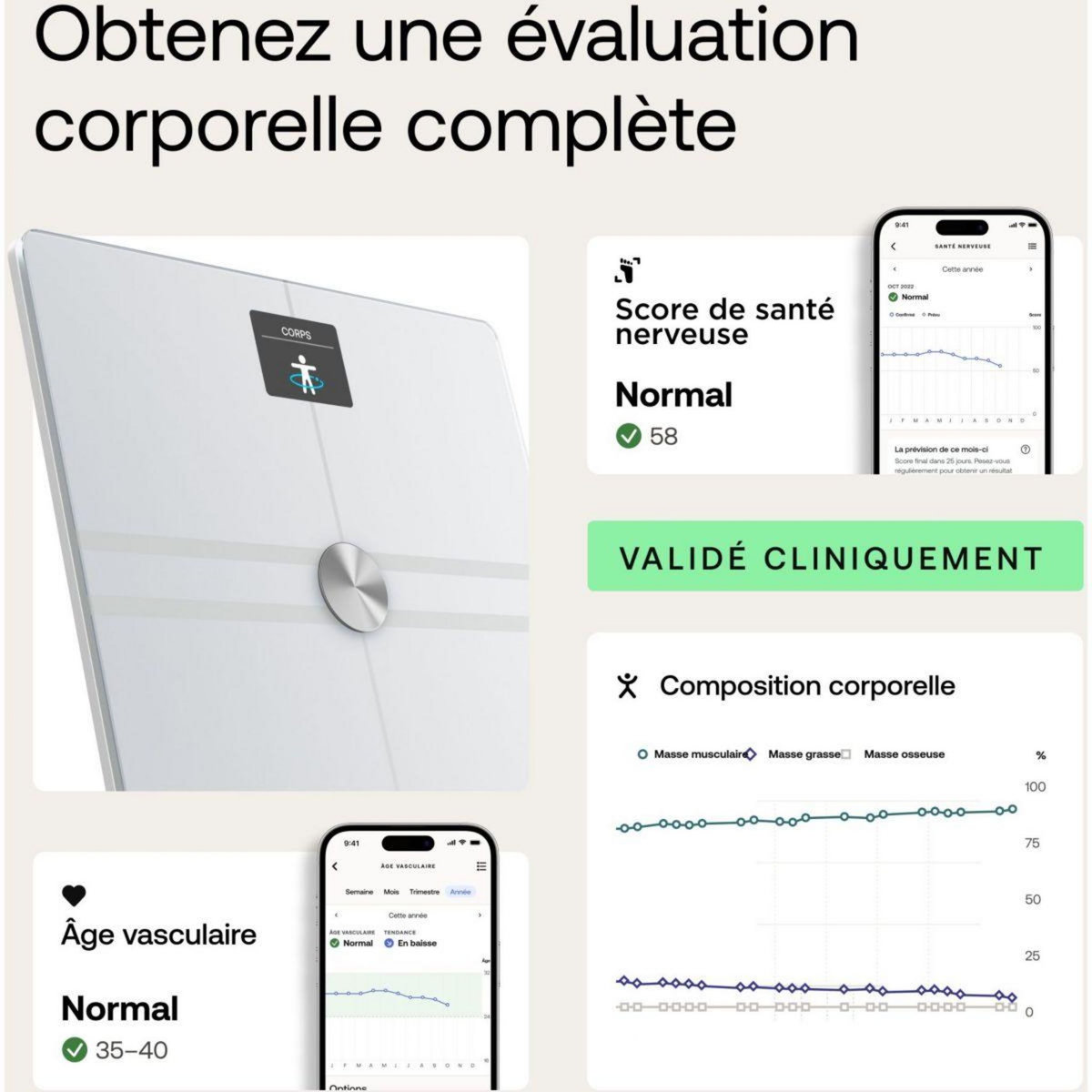WITHINGS Pèse personne connecté Body Comp Blanc