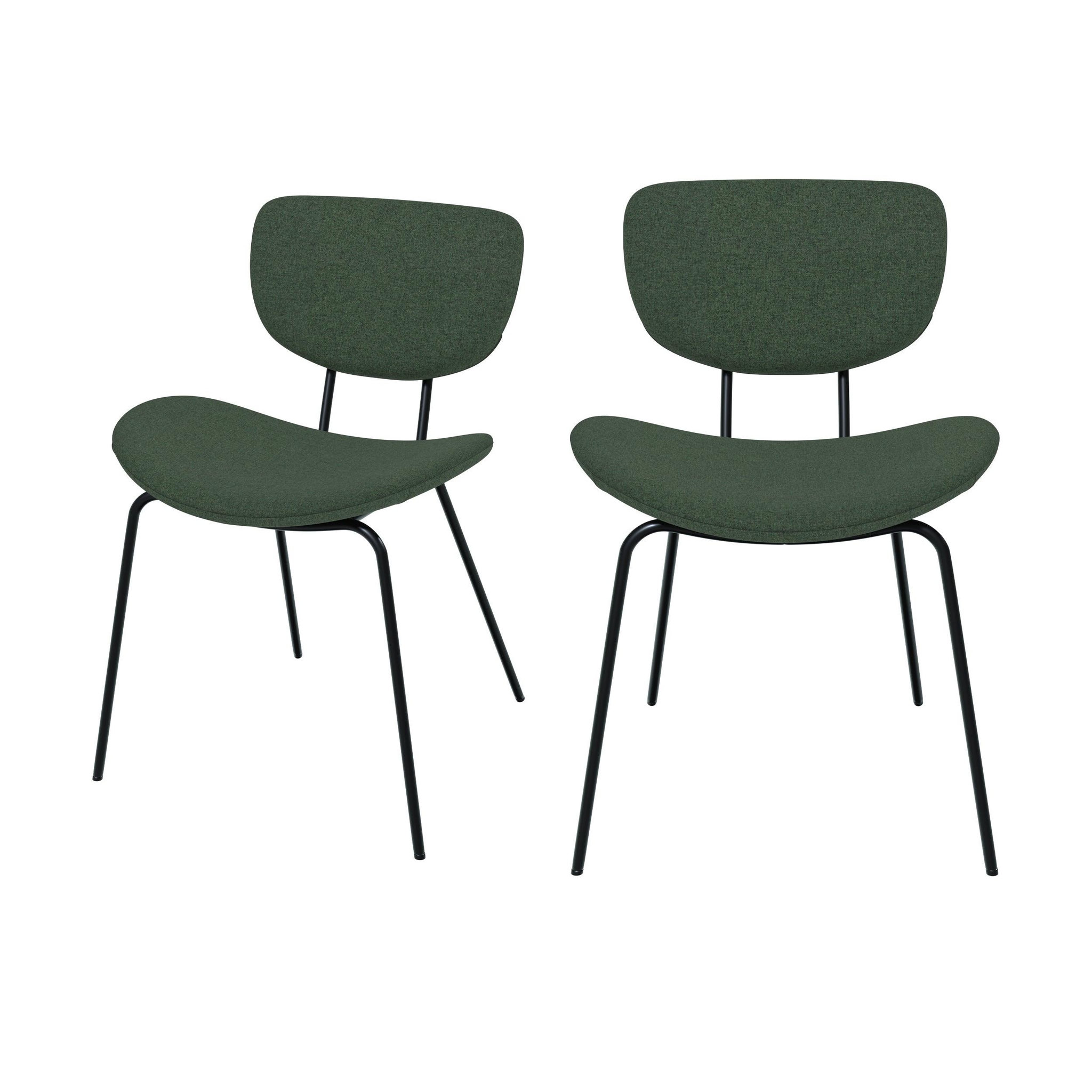 MAISON PAVANE Chaise en tissu vert et pieds en métal noir (lot de 2)-verner