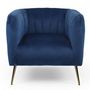 Voir la diapositive 2 : Paris Prix Fauteuil Design en Velours  Reuben  75cm Bleu