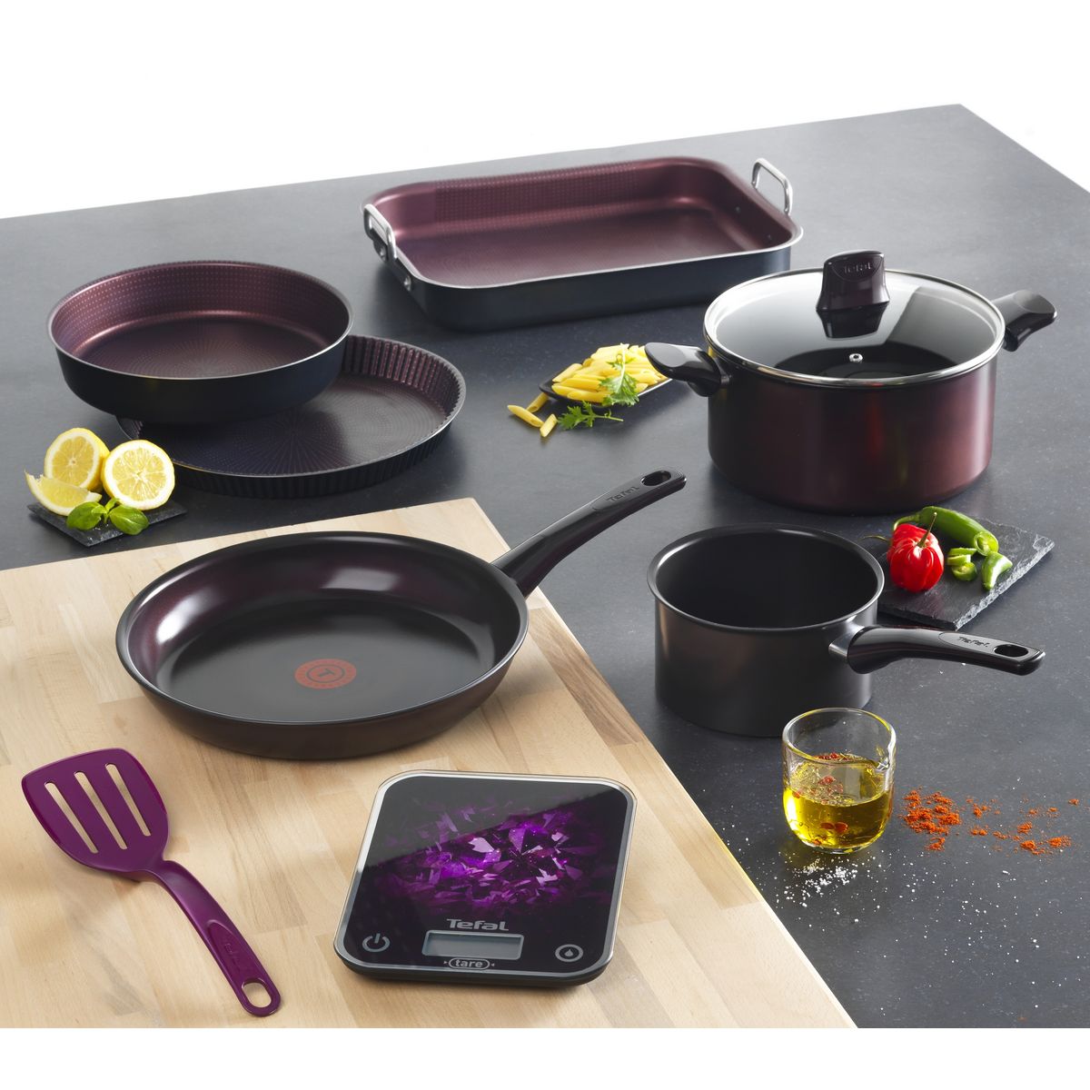 TEFAL Casserole DARK RUBY LIE DE VIN 18 cm