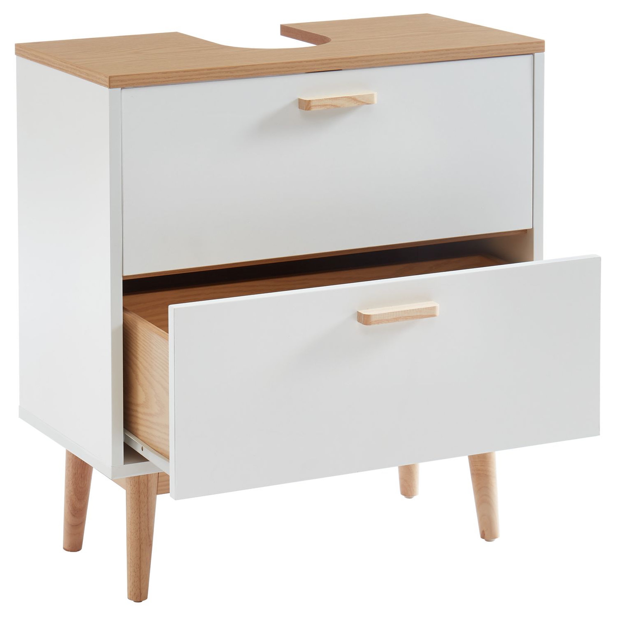 Voir la diapositive 4 : Meuble de salle de bain sous-vasque 2 tiroirs L60 cm LAGOA