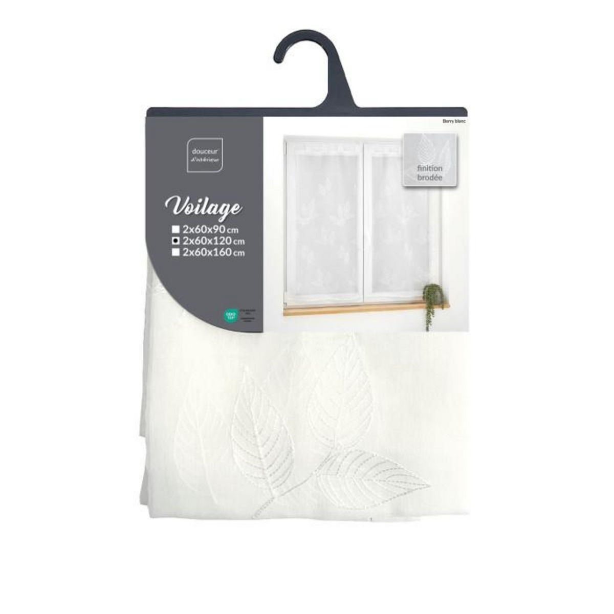 Paris Prix Paire de Voilages Brodés  Berry  60x120cm Blanc