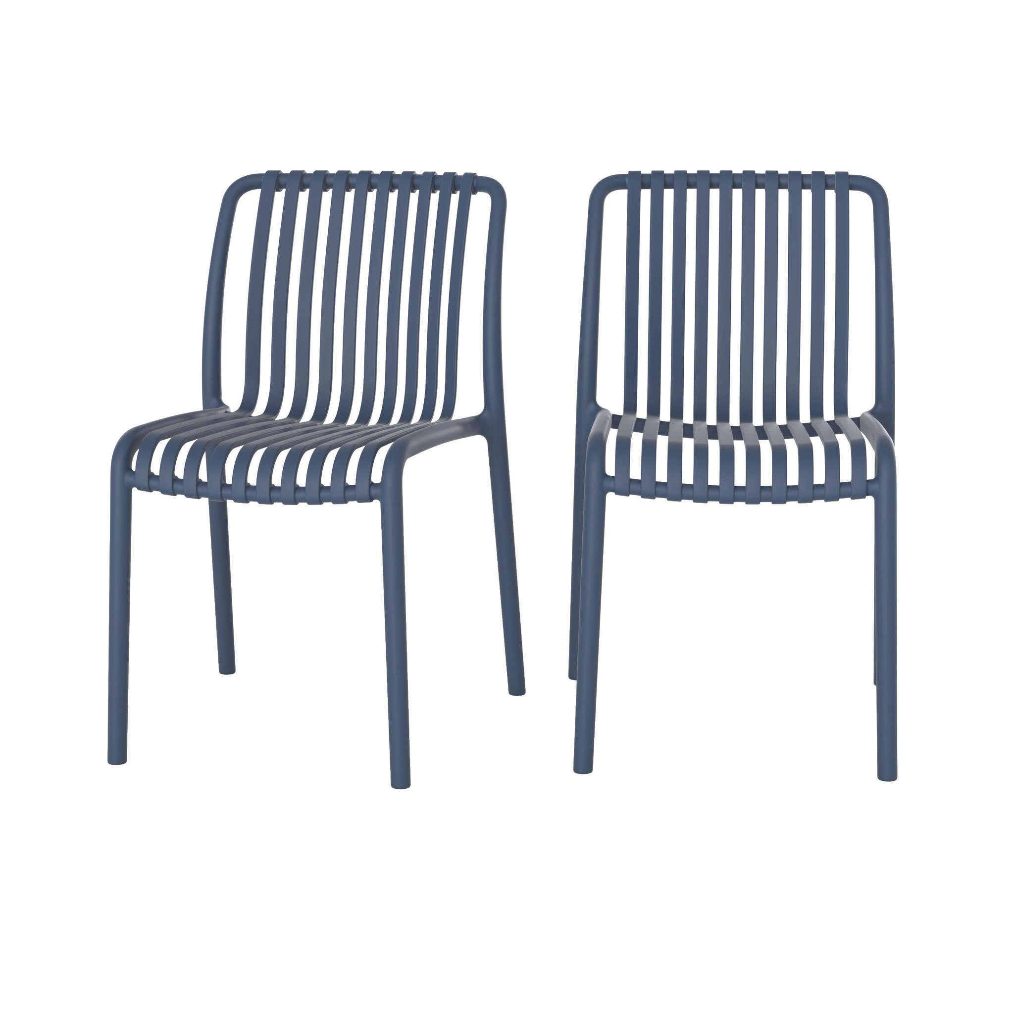 MAISON PAVANE Lot de 2 chaises de jardin empilables en plastique bleu marine-duli