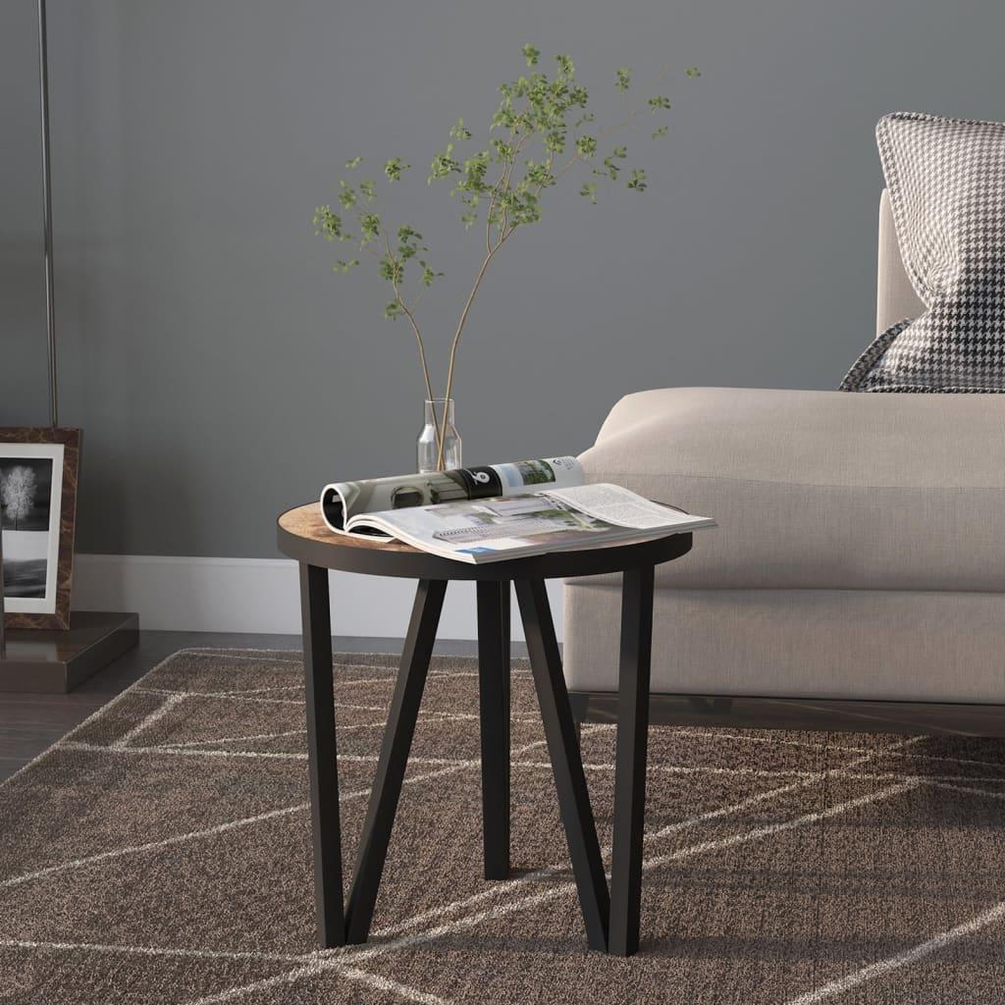 VIDAXL Table a the Noir et jaune Ø35 cm MDF