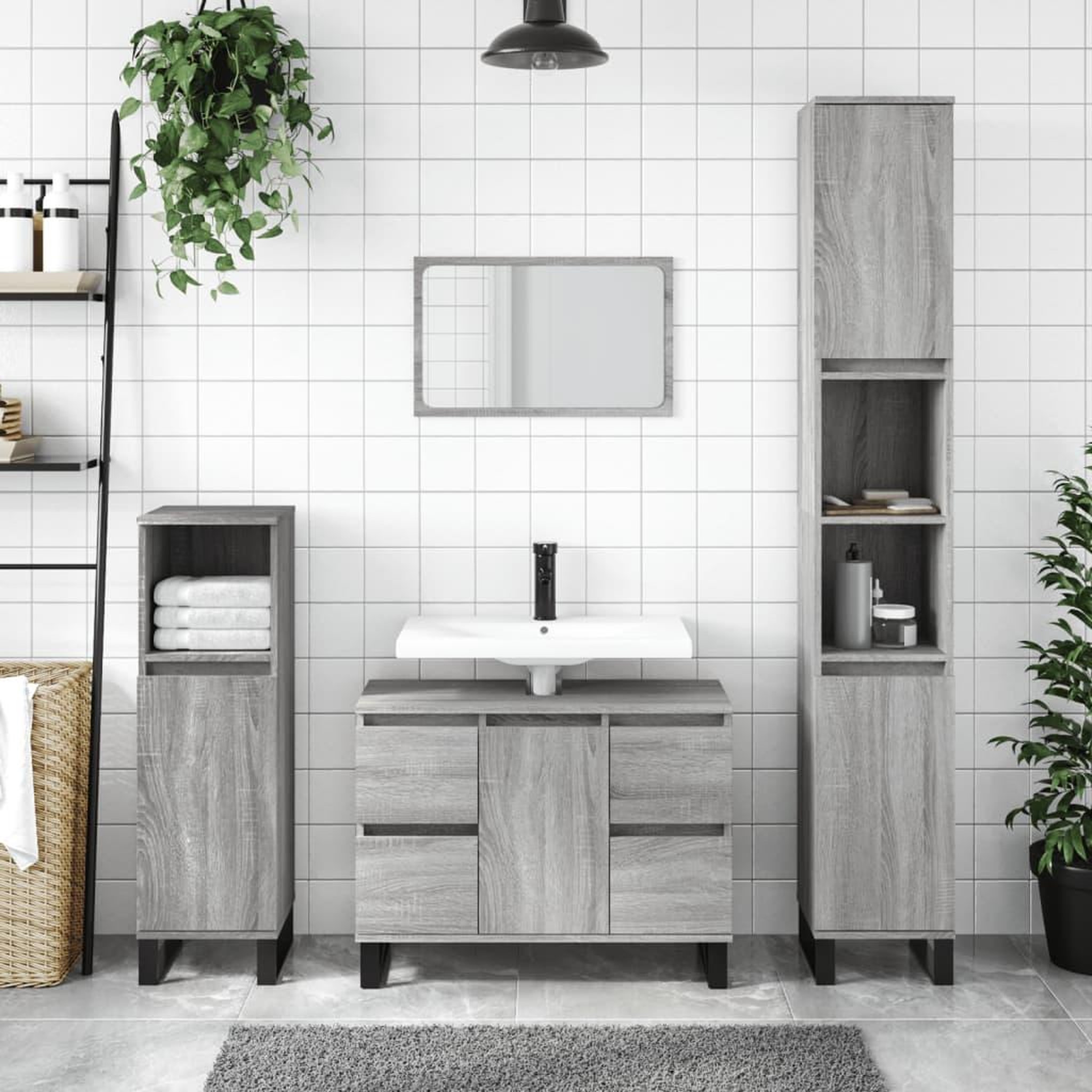 VIDAXL Armoire salle de bain sonoma gris 30x30x100 cm