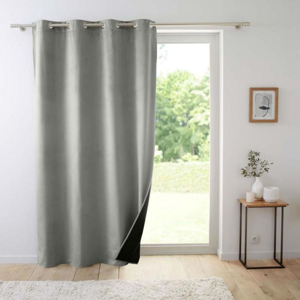 Paris Prix Rideau Isolant Velours  Polarchic  140x260cm Gris