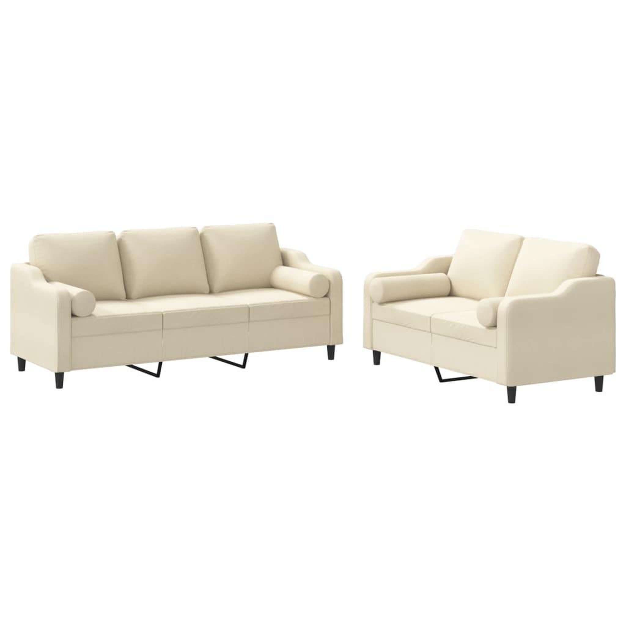 Voir la diapositive 2 : VIDAXL Ensemble de canapes 2 pcs avec coussins creme tissu