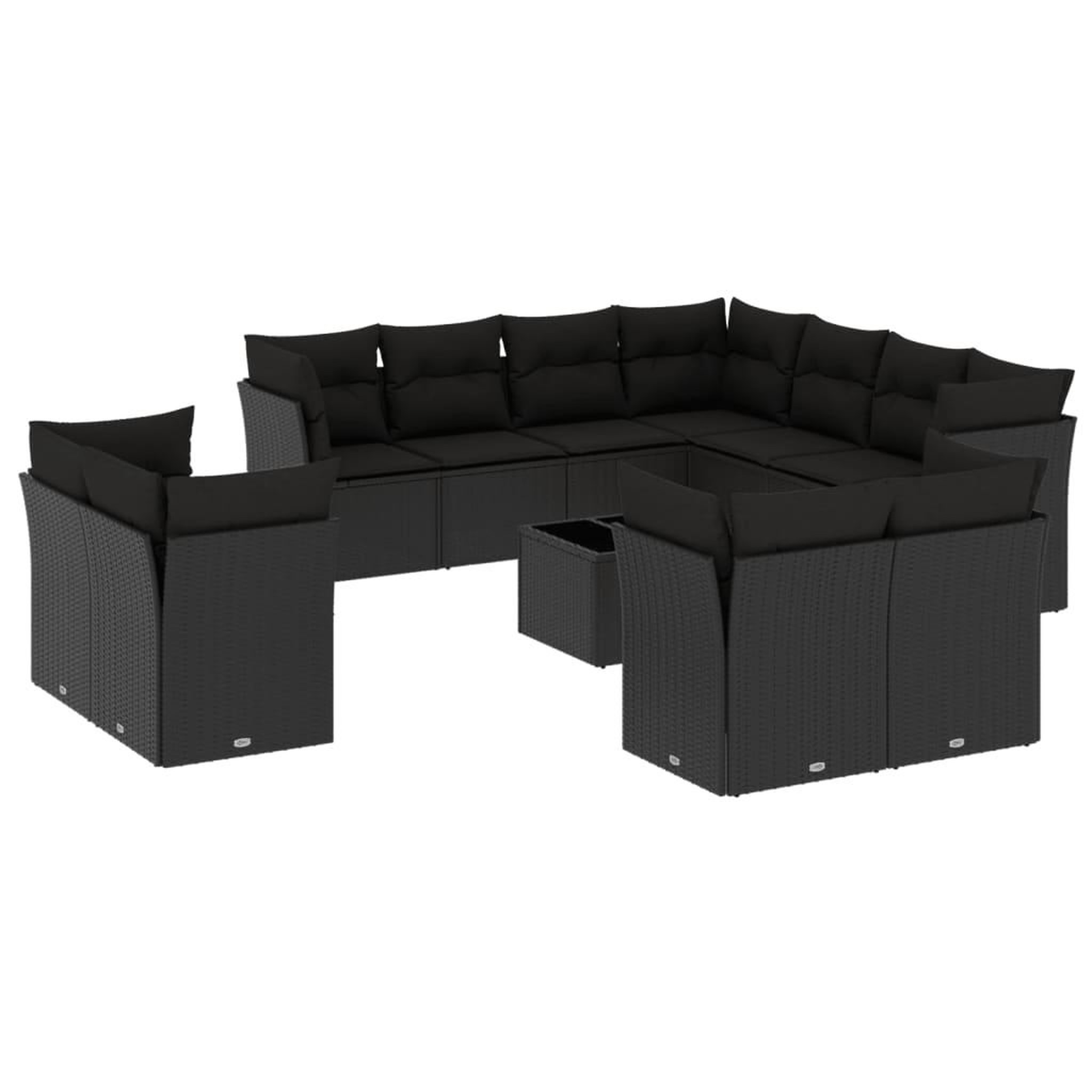 Voir la diapositive 2 : VIDAXL Salon de jardin 12 pcs avec coussins noir resine tressee