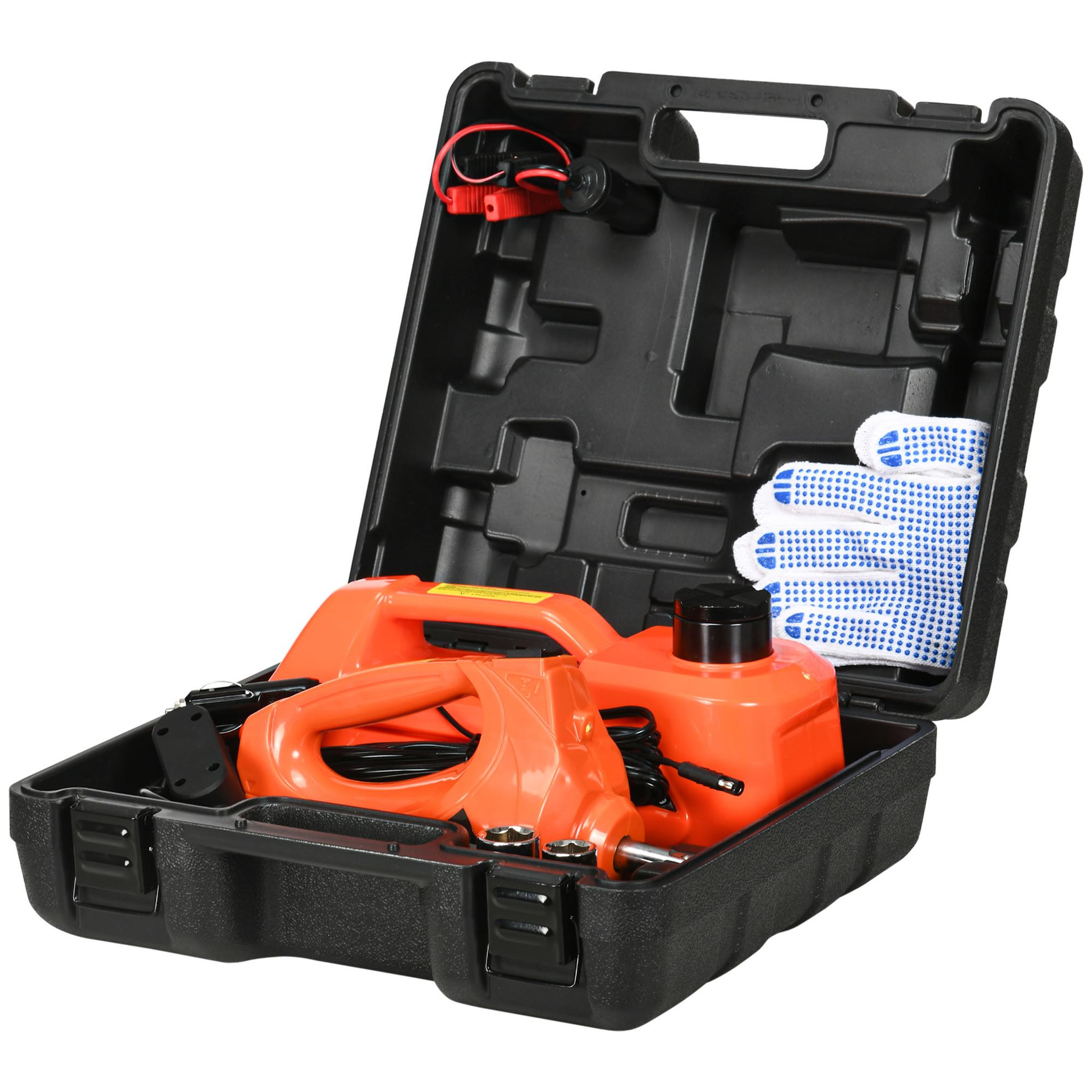 Voir la diapositive 1 : HOMCOM Cric électrique 5 t 12 V - cric hydraulique électrique - cric de levage voiture - clé à chocs, gants, mallette inclus