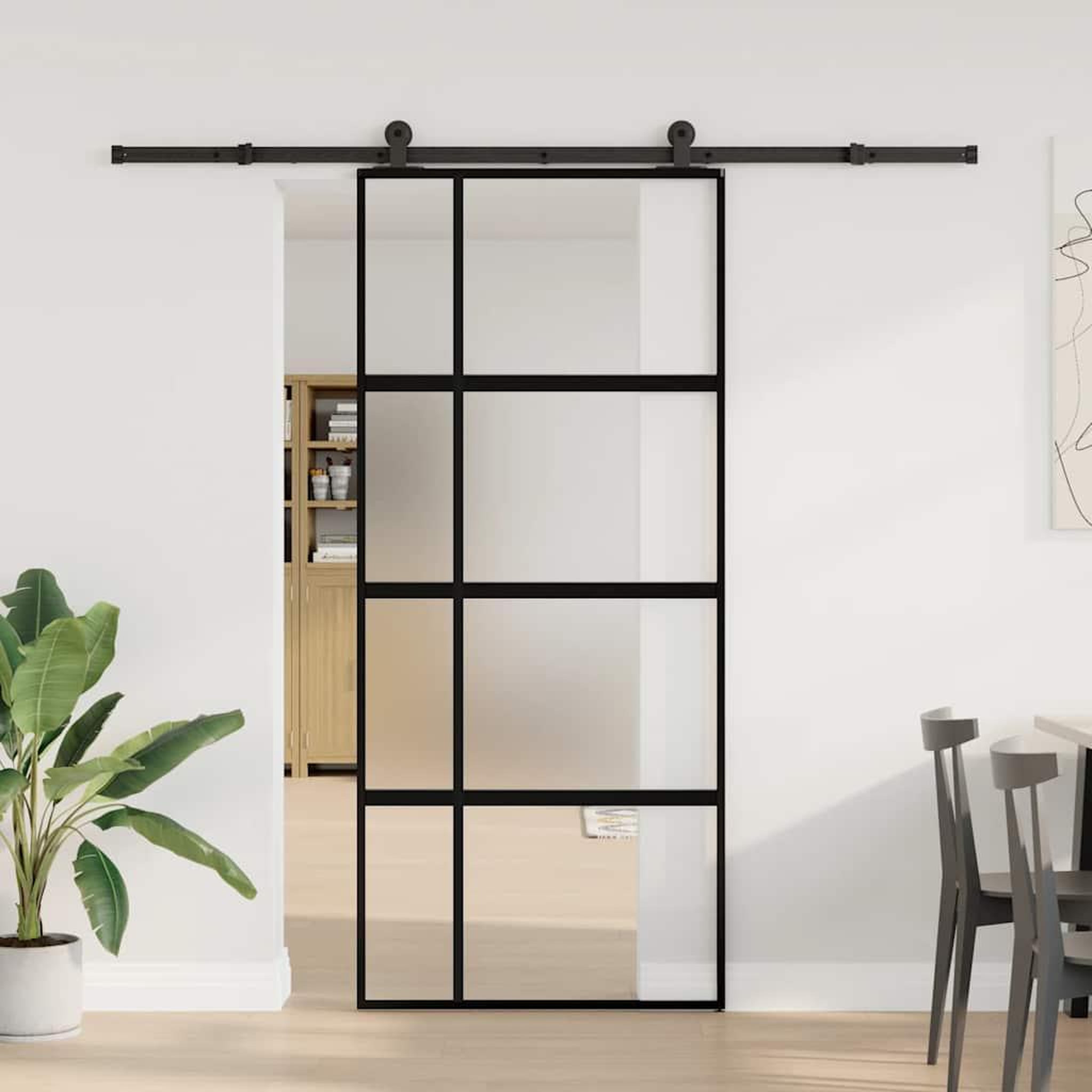 Voir la diapositive 2 : VIDAXL Porte coulissante kit de quincaillerie trempe verre aluminium