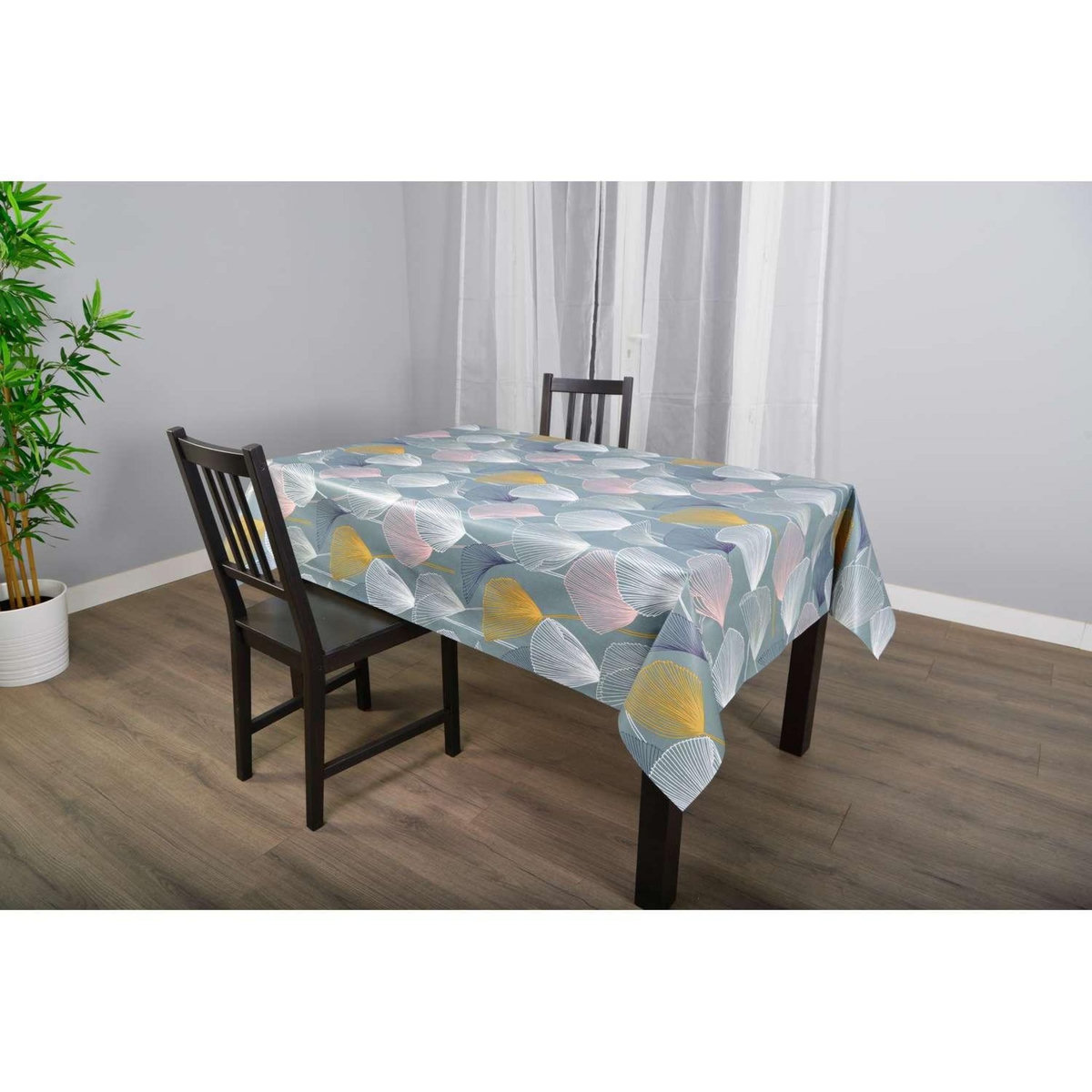 HABITABLE Nappe en toile cirée rectangulaire Cottey - 140 x 200 cm - Bleu