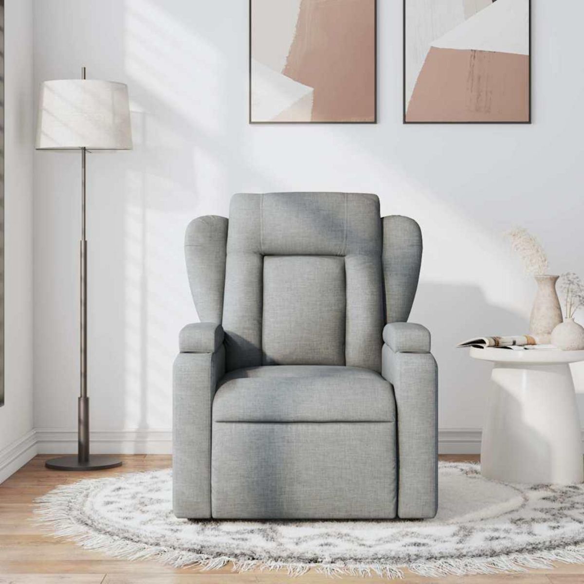 VIDAXL Fauteuil de massage inclinable Gris clair Tissu