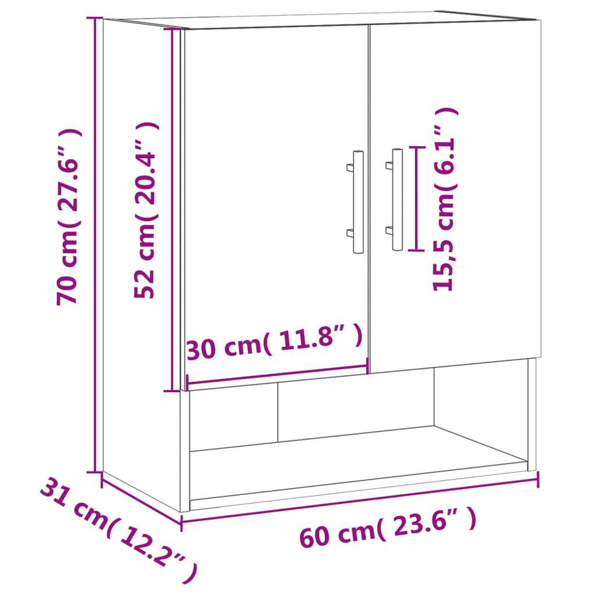 Voir la diapositive 6 : VIDAXL Armoire murale blanc 60x31x70 cm bois d'ingenierie