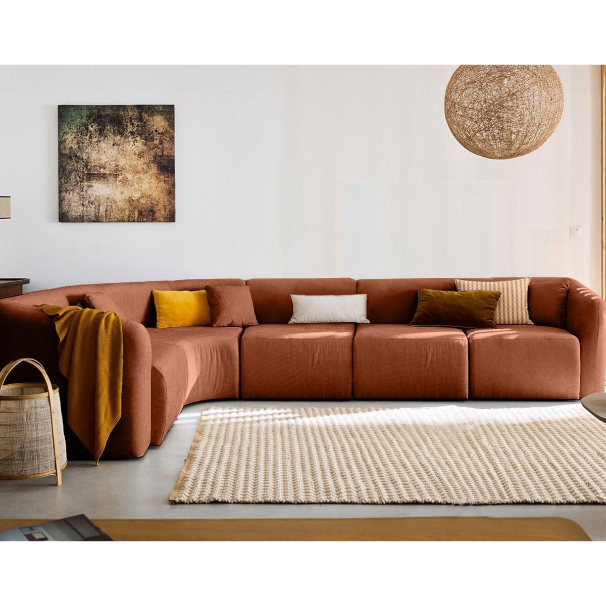 LISA DESIGN Ikare - canapé modulable d'angle gauche - 6 places - en tissu