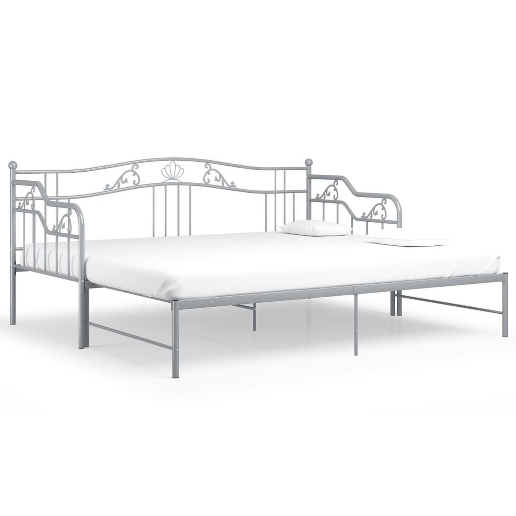 Voir la diapositive 2 : VIDAXL Cadre de canape-lit extensible sans matelas gris metal 90x200cm