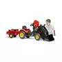 FALK Tracteur a pedales Supercharger rouge avec capot ouvrant et remorque