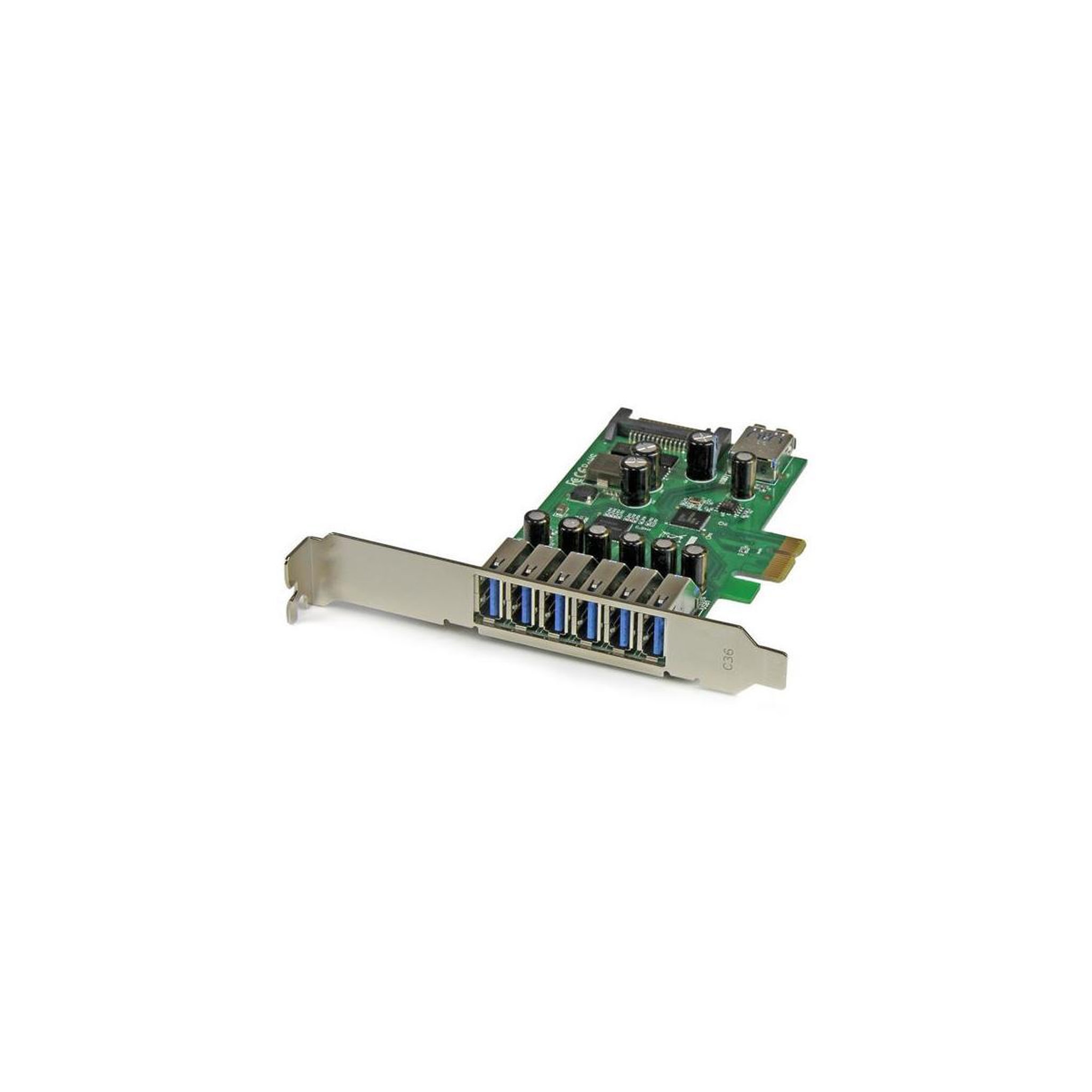 Voir la diapositive 2 : Startech Startech.com carte contrôleur pci express à 7 ports usb 3.0 - 6 externes 1 interne - adaptateur pcie avec alimentation sata