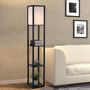 Voir la diapositive 2 : HOMCOM Lampadaire étagère lampe étagère 26L x 26l x 160H cm 3 étagères 4 niveaux MDF noir