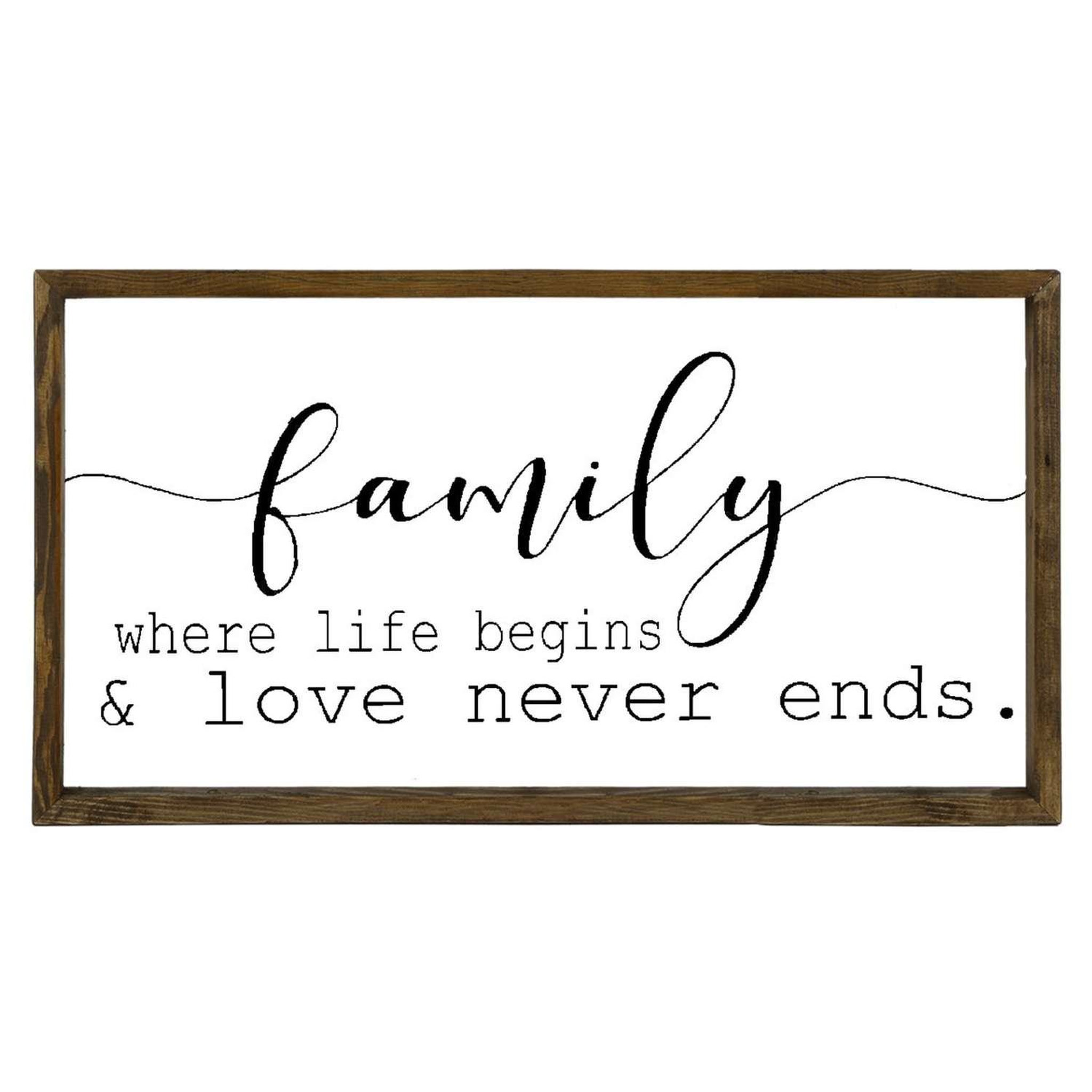 TOILINUX Tableau family en bois - 50 x25 cm - blanc et noir